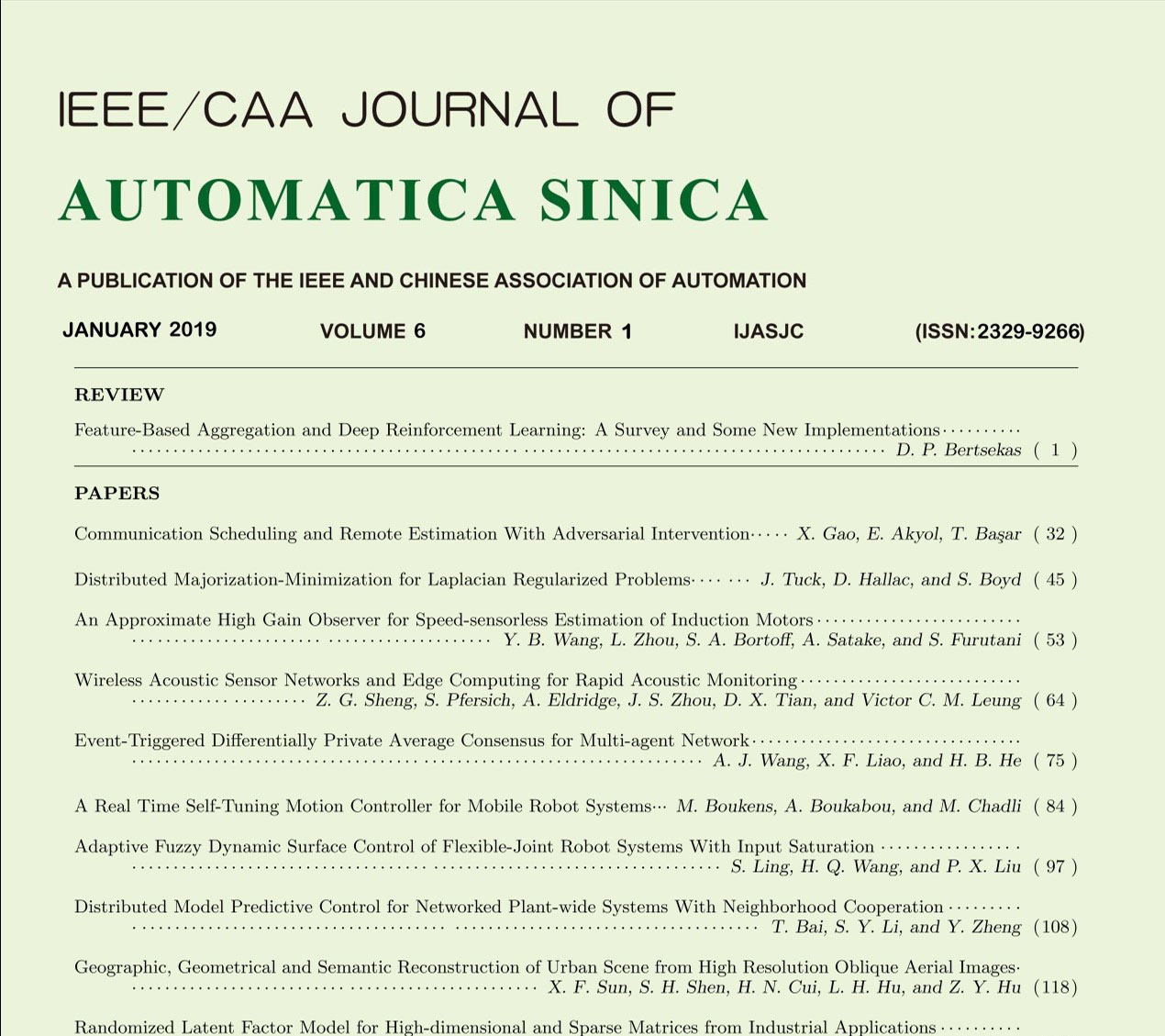 自动化所主办的英文期刊JAS入选SCI